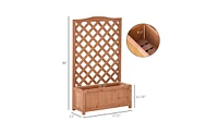 Wooden Planter Shelf with Integrated Planter Box for Plants