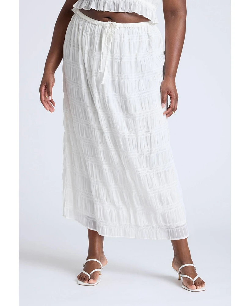 Eloquii Plus Ruched Tiered Maxi Skirt