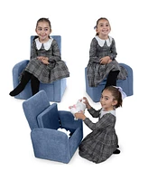 Kids Comfy Upholstered Recliner Chair with Hidden Storage Compartment