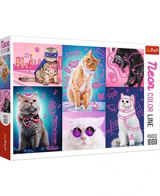 Trefl Red Neon Color Line 1000 Piece Puzzle - Super cats