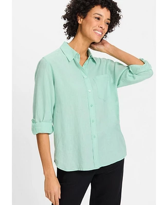 Olsen Women's Shirt with Rolled Sleeve Tab Detail