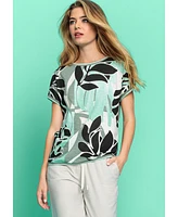 Olsen Women's Abstract Palm Print T-Shirt