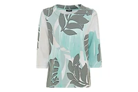 Olsen Women's Tropic Palm Leaf Jersey Top