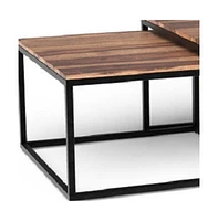 Solid Wood and Iron Square Coffee Table for Modern Living Room Decor