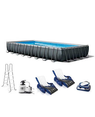 Intex 32ft x 16ft x 52in Ultra Xtr Rectangular Pool , Floats (2 Pack), & Cooler