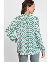 Olsen Women's Ornamental Print Tunic Blouse