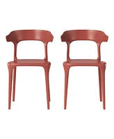 Modern Stackable Resin Plastic Patio Dining Chair (Set of