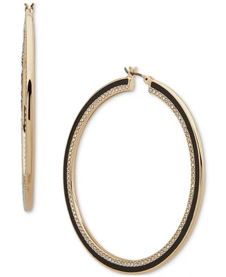 Karl Lagerfeld Paris Gold-Tone Medium Pave & Color Hoop Earrings, 2"