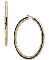 Karl Lagerfeld Paris Gold-Tone Medium Pave & Color Hoop Earrings, 2"