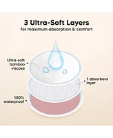 KeaBabies Maternity 14pk Organic Nursing Pads Lite, Washable Breast + Wash Bag, Reusable Nipple