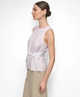 Dkny Women's Poplin Ruched Side-Twist Sleeveless Top
