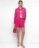 Dkny Women's Aero Crepe Button-Front Cropped Jacket