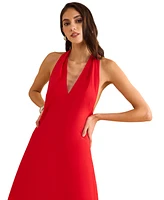 1.state Women's Cotton Tie-Back Halter Maxi Dress