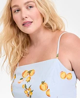 On 34th Plus Cotton Kumquat Smocked-Back Mini Dress, Exclusively at Macy's