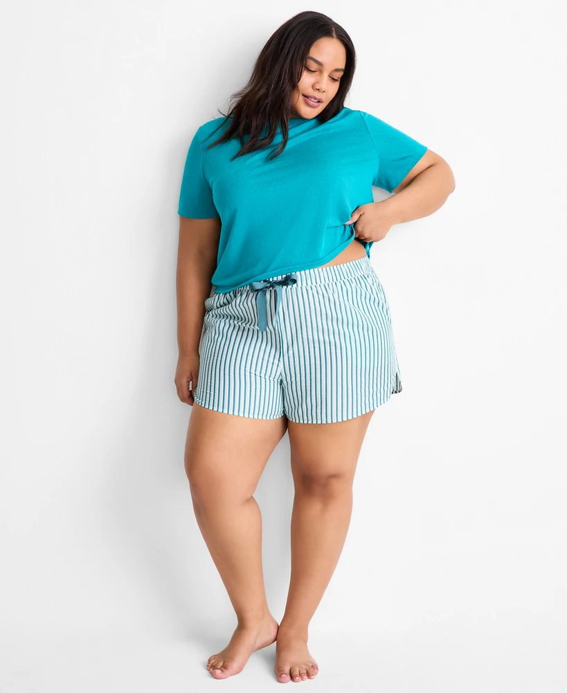 State of Day Plus Shadow Stripe Seersucker Drawstring Shorts, Exclusively for Macy's
