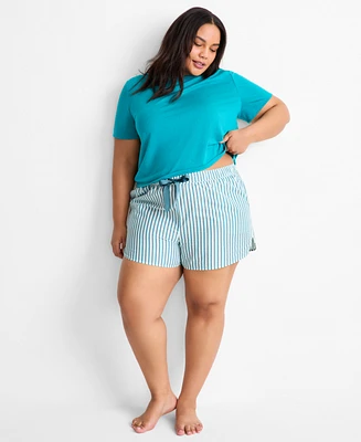 State of Day Plus Shadow Stripe Seersucker Drawstring Shorts, Exclusively for Macy's