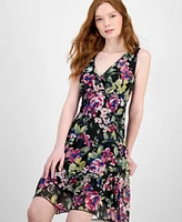 Connected Women's Floral Chiffon Tiered Sheath Dress