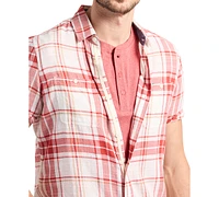 Men's Sagrino Fitted Short Sleeve Plaid Button-Front Shirt