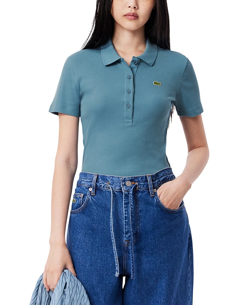 Lacoste Usa Women's Cotton Slim-Fit Short-Sleeve Polo Tee