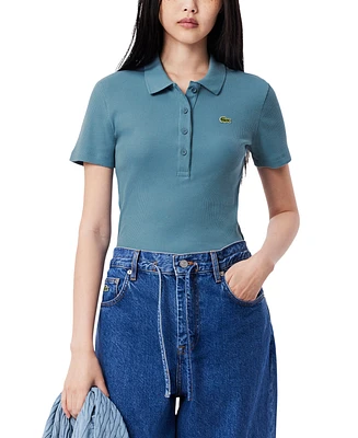 Lacoste Usa Women's Cotton Slim-Fit Short-Sleeve Polo Tee
