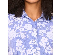 Msk Petite Button-Front Tie-Waist Jersey Shirtdress