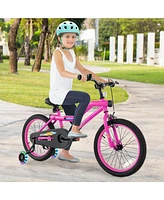 18-Inch Kids Bike with Led Lights, Training Wheels, and Headlight, Adjustable Seat for Ages 4-8
