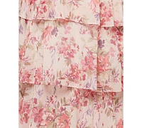 Sl Fashions Plus Floral-Print Tiered Dress