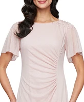 Sl Fashions Women's Round-Neck Flutter-Sleeve Gown