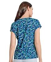 Jones New York Women's Printed Ity Extended Shoulder Double Trim Top