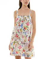 Taylor Petite Printed Pintuck-Bodice Sleeveless Shift Dress
