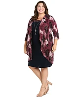 R & M Richards Plus Neck-Sheath Dress Chiffon Jacket