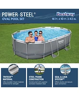 Bestway Power Steel 16' x 10' x 42" Rectangular Above Ground Swimming Pool Set