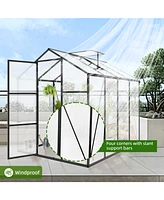 6x8 Ft Aluminum Polycarbonate Greenhouse, Windproof, Heavy Duty