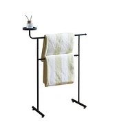 Kings Brand Furniture Valet Clothes Stand with Storage Tray, Towel Rack, Blanket Drying Holder for Bedroom