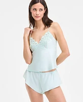 I.n.c. International Concepts Women's Lace-Trim Satin Cami Flutter Short Set, Exclusively at Macy's