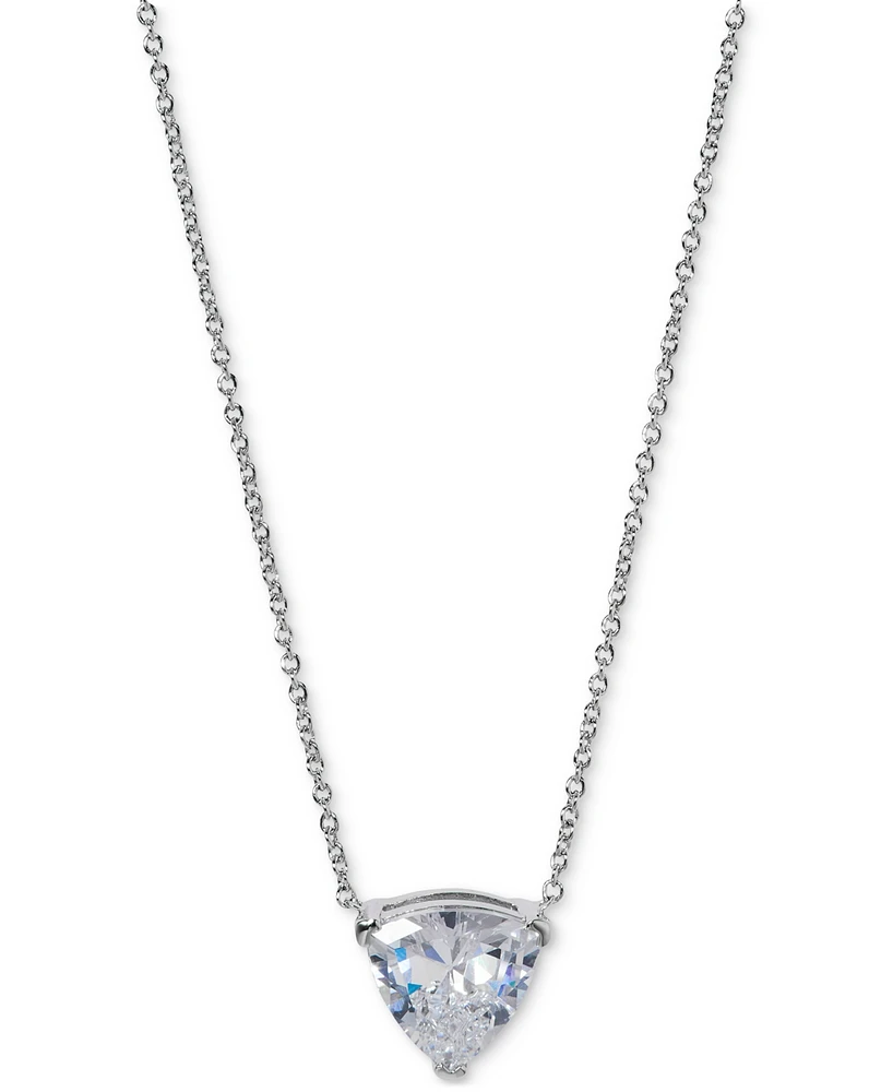 Eliot Danori Silver-Tone Cubic Zirconia Solitaire Pendant Necklace, 16" + 2" extender, Exclusively at Macy's