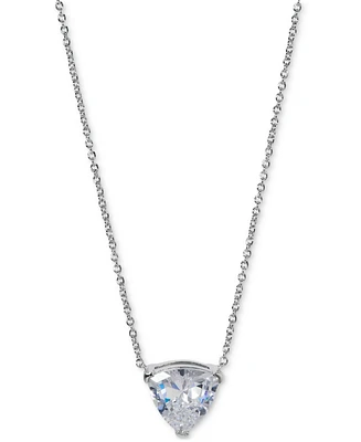 Eliot Danori Silver-Tone Cubic Zirconia Solitaire Pendant Necklace, 16" + 2" extender, Exclusively at Macy's