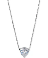 Eliot Danori Silver-Tone Cubic Zirconia Solitaire Pendant Necklace, 16" + 2" extender, Exclusively at Macy's