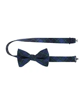 Trafalgar Men's Ives Green and Navy Blackwatch Plaid Silk Bow Tie