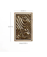 LuxenHome Gold Metal Abstract Wood Framed 20"W x 32" H Wall Decor