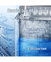Zafro Ice Maker Countertop, 26Lbs/24H, 2 Sizes Bullet Ice Cubes with Handle, 9 Cubes in 6 Mins, Portable Ice Machine with Self-Cleaning, for Office/Do