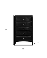 Solid Wood Five-Drawer Dresser with Mirrored Accents for Bedroom Storage