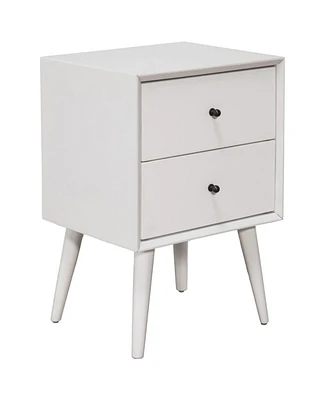 Mid-Century Modern Wood Nightstand with 2 Drawers for Bedroom Storage
