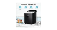 Zafro Compact Countertop Ice Maker, Produces 8 Bullet Ices in 6 Minutes, Features Self-Cleaning Function, Portable with Built-in Basket and Scoop, Off