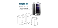 Zafro 15" Under Counter Beverage Refrigerator with Dual Zone Temperature Control, Freestanding or Built-in, Stainless Steel Finish, Double-Layer Tempe