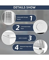 Zafro 2.7 Cu Ft Compact Chest Freezer with Removable Basket, Adjustable Temp from 6.8°F to