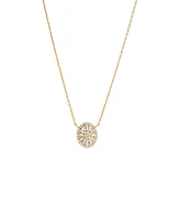 By Adina Eden Mini Pave X Baguette Round Pendant Necklace