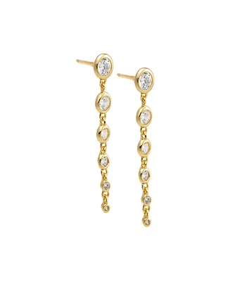 By Adina Eden Cubic Zirconia Bezel Graduated Drop Stud Earrings