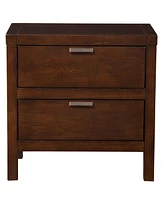 Modern Faux Wood Nightstand with Two Drawers for Bedside Essentials