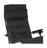Foldable Steel Frame Zero Gravity Chair with Cushion for Outdoor Lounging